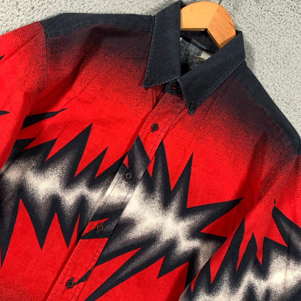 Vintage 90s Brooks & Dunn Shirt Men 17-35 XL Ombre Lightning Bolt Panhandle Slim